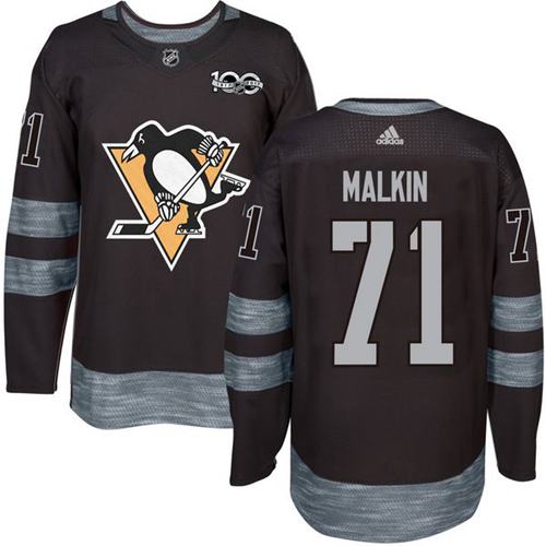 Adidas Penguins #71 Evgeni Malkin Black 1917-100th Anniversary Stitched NHL Jersey